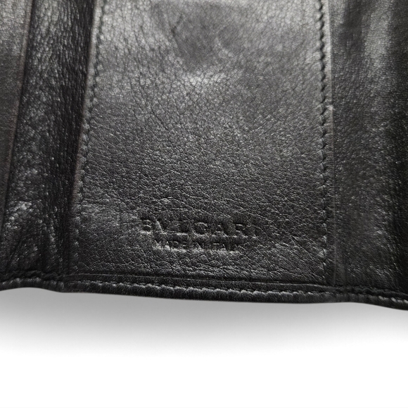 Bvlgari Colore Calf Leather Key Holder Wallet In Black And Gold - Picture 9 of 10